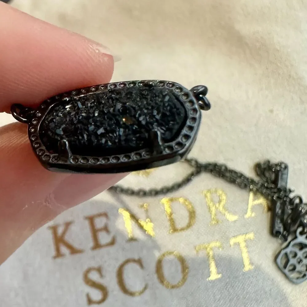 NWOT Kendra Scott “Elisa” Gunmetal Black Drusy Necklace